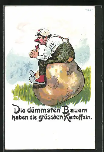 Künstler-AK Bruno Bürger & Ottillie Nr. 6887: Die dümmsten Bauern haben die grössten Kartoffeln