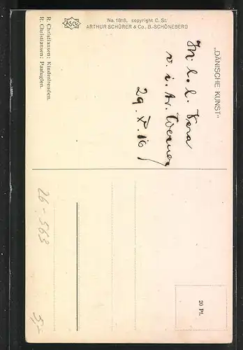 Künstler-AK sign. R. Christiansen, Kinderfreuden mit einem Pfau, Dänische Kunst