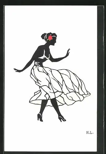 Künstler-AK sign. H. Lamp: Junge Frau beim Tanz