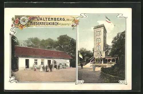 AK Niederneukirch (Lausitz), zwei Ansichten vom Valtenberg