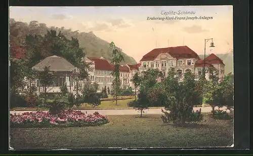 AK Teplitz Schönau / Teplice, Erzherzog Karl-Franz-Joseph-Anlagen