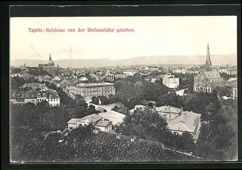 AK Teplitz Schönau / Teplice, Panorama von der Stephanshöhe