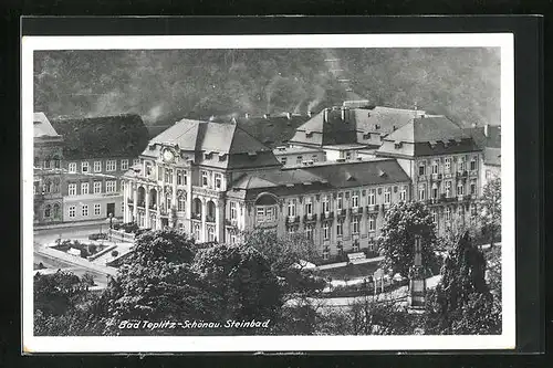 AK Teplitz Schönau / Teplice, Blick auf die Anlagen am Steinbad