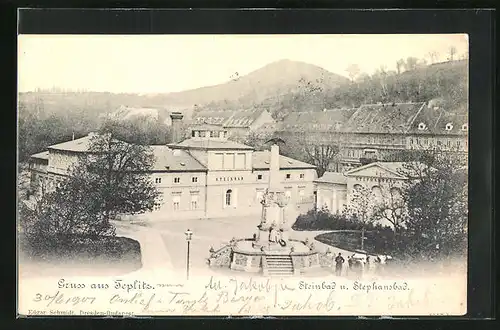 AK Teplitz Schönau / Teplice, Steinbad und Stephansbad