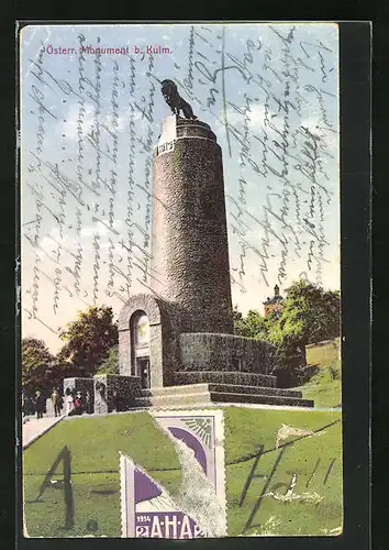 AK Kulm, Passanten am Österr. Monument