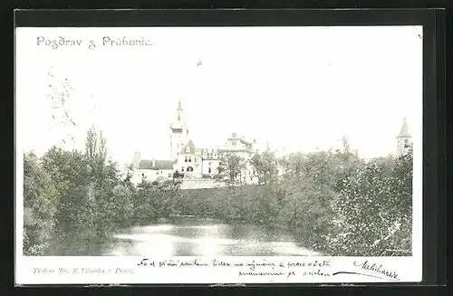 AK Pruhonice, Blick zum Schloss