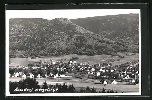 AK Haindorf / Hejnice, Stadtansicht im Tal des Isergebirge