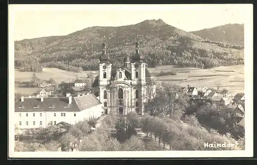 AK Haindorf / Hejnice, Blick auf die Klosterkirche