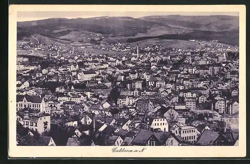 AK Gablonz / Jablonec Nad Nisou, Blick über die gesamte Stadt auf die Hügel dahinter