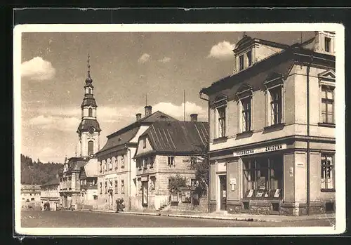 AK Novy Bor u Ceske Lipy, Blick zum Rathaus