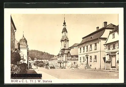 AK Bor u C.L. Tr. J. W. Stalina Blick zum Rathaus