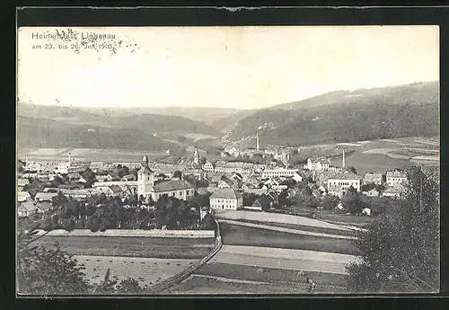 AK Liebenau, Stadtansicht zum Heimatfest Juli 1910