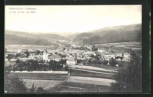 AK Liebenau i. B., Heimatsfest 23.-26. Juli 1910, Stadttotale