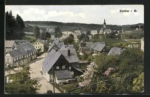 AK Zeidler i. B., Totalansicht mit der Kirche