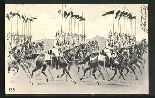 Künstler-AK Kavalleristen bei der Parade