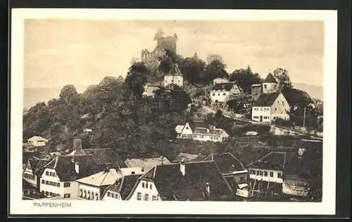 AK Pappenheim, Ortsansicht mit Ruine