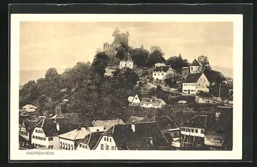 AK Pappenheim, Ortsansicht mit Ruine