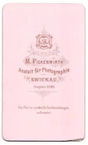 Fotografie M. Fickenwirth, Zwickau, Postplatz 307, Brustportrait bürgerlicher Herr mit Vollbart