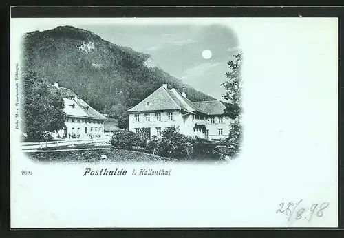 Mondschein-AK Höllenthal, Gasthaus Posthalde