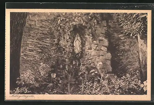 AK Heidingsfeld, Erz. Institut mit Haushaltungsschule, Muttergottesgrotte