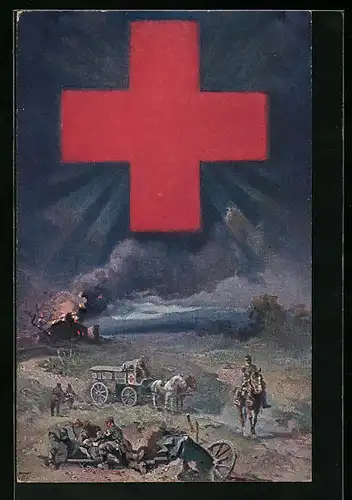 Künstler-AK Rotes Kreuz hilft verwundeten Soldaten