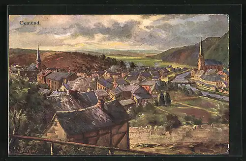Künstler-AK Gemünd, Panorama