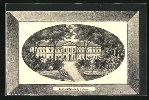 AK Konstantinbad, Kurhaus mit Park