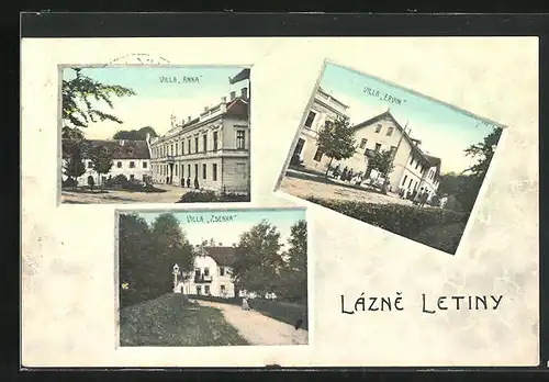 AK Lázne Letiny, Villa Anna, Villa Zdenka, Villa Ervin