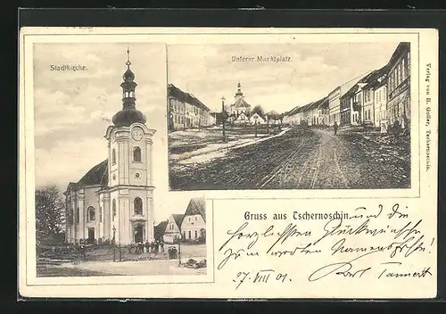 AK Tschernoschin, Stadtkirche, Unterer Marktplatz