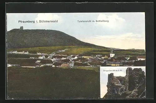 AK Pfraumberg, Totalansicht mit Schlossberg, Burgruine