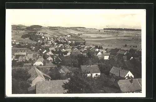 AK Zbiroh, Ortsansicht mit Felderlandschaft