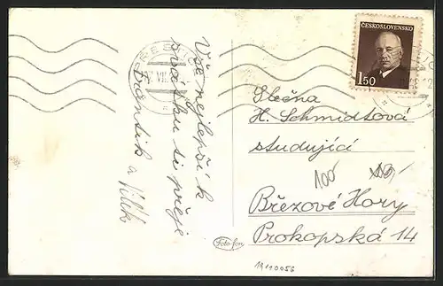 AK Prestice, Ortsansicht im Sonnenschein