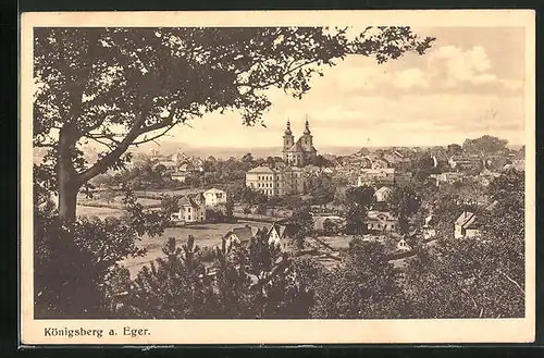 AK Königsberg /Eger, Ortsansicht mit Kirche
