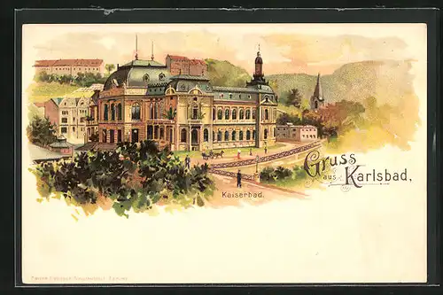 Lithographie Karlsbad, Kaiserbad