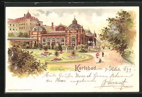 Lithographie Karlsbad, Stadt-Park