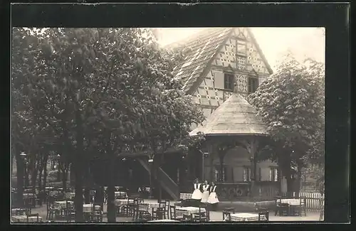 Foto-AK Pirkenhammer bei Karlsbad, Café und Restaurant Schützenmühle