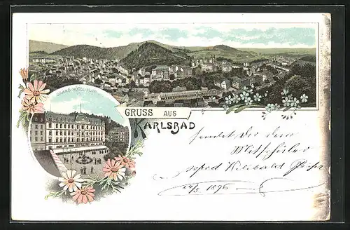 Lithographie Karlsbad, Grand Hotel Pupp