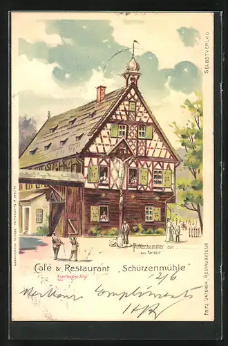 Lithographie Pirkenhammer, Cafe & Restaurant Schützenmühle