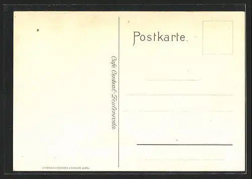 Künstler-AK Zeulenroda, Cafe Central, Terrasse und Marmor-Tanzdiele