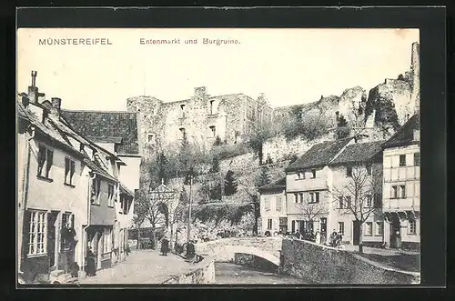 AK Münstereifel, Entenmarkt und Burgruine