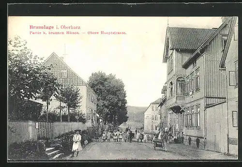 AK Braunlage i. Oberharz, Partie b. Gasthaus brauner Hirsch, Obere Haupstrasse