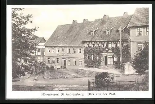 AK St. Andreasberg, Blick von der Post auf Brauerei und Restaurant