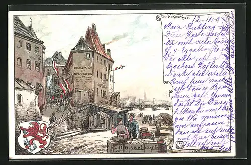 Lithographie Düsseldorf, Restaurant zum Drachenfels am Hafen