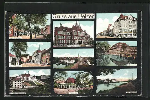 AK Uelzen, Bahnhofstrasse, Gudesstrasse, Fischerhof
