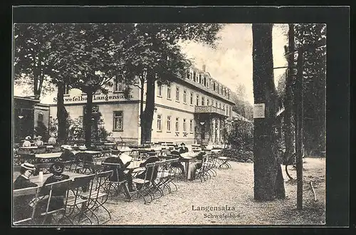 AK Langensalza, Kurhotel Schwefelbad mit Gartenterrasse