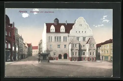 AK Apolda, Stadthaus mit Sparkasse