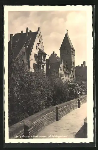 AK Ulm, Stadtmauer mit Metzgerturm