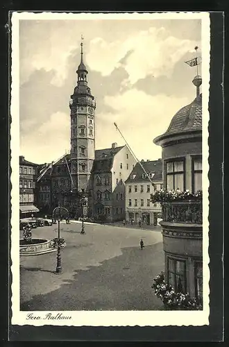 AK Gera, Rathaus mit Marktplatz