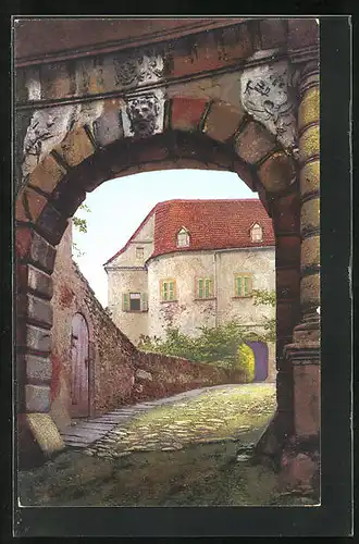 Künstler-AK Photochromie Nr.: Scharfenstein, Eingang zum Schloss