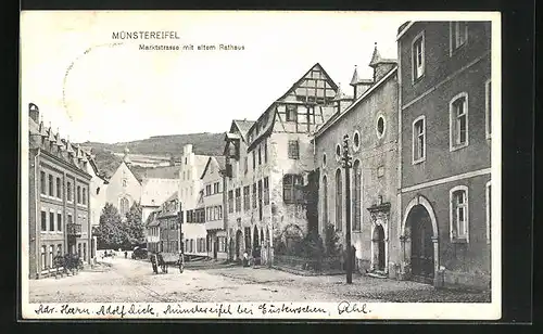 AK Münstereifel, Martkstrasse mit dem alten Rathaus